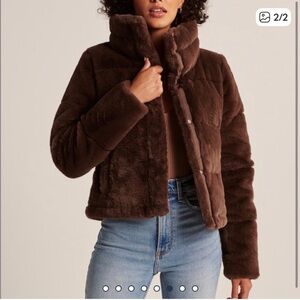 Abercrombie and Fitch A&F Mini Puffer in Brown